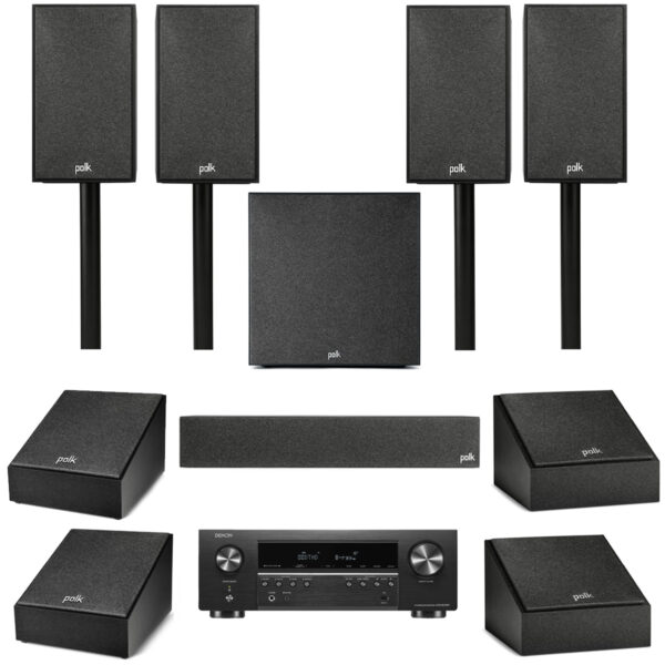 Denon AVR-S570BT AV Receiver w/Polk Audio Monitor XT 9.1-Ch Home Theater System