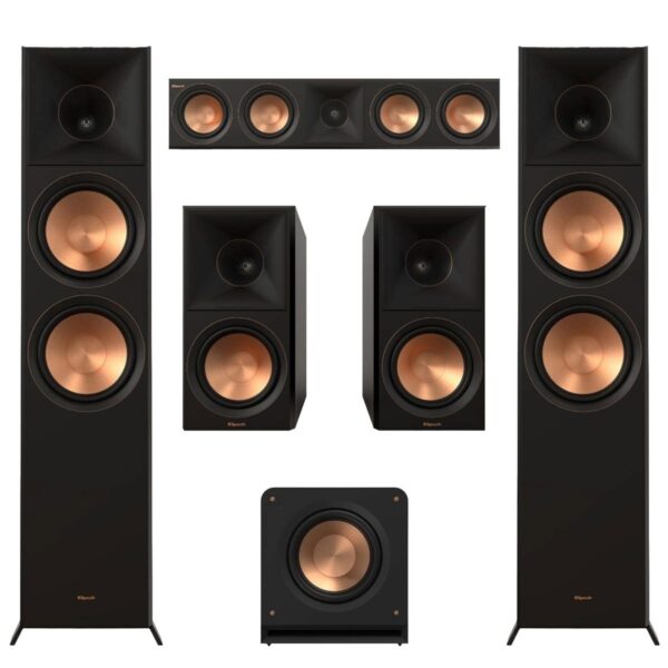Klipsch Reference Premiere RP-8060FA II 5.1 Home Theater Pack with RP-1200SW 800W Subwoofer, Ebony